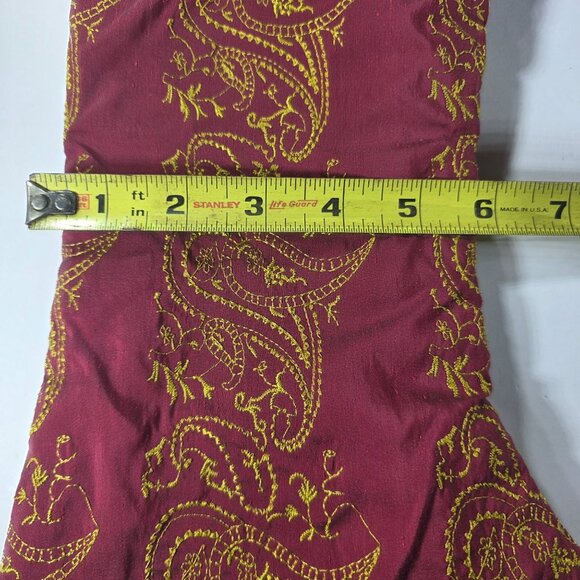 Set Of 4 stockings red Gold embroidered Christmas Velvet Cuffs Paisley Design - Picture 7 of 11